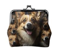 Porte-monnaie en cuir pour femme avec verrou de baiser, porte-monnaie Corgi Pictures, mini porte-monnaie
