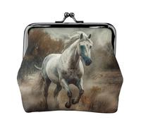 Porte-monnaie en cuir pour femme avec verrou de baiser, porte-monnaie pour cheval courant sur le terrain