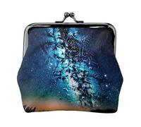 Porte-monnaie en cuir pour femme avec verrou de baiser, portefeuille ciel plein d'étoiles, mini porte-monnaie pochette à monnaie