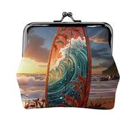Porte-monnaie en cuir pour femme avec verrou de baiser, portefeuille coloré pour planche de surf