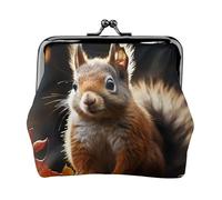 Porte-monnaie en cuir pour femme avec verrou de baiser, portefeuille écureuil dans les bois, mini porte-monnaie