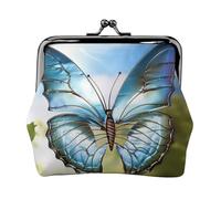 Porte-monnaie en cuir pour femme avec verrou de baiser, portefeuille personnalisé pour beauté papillon, mini sac à main