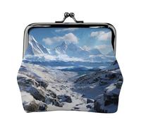 Porte-monnaie en cuir pour femme avec verrou de baiser, portefeuille spectaculaire des montagnes enneigées, mini porte-monnaie