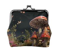 Porte-monnaie en cuir pour femme avec verrou de baiser, style conte de fées, champignons, mini porte-monnaie