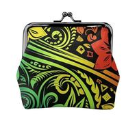 Porte-monnaie en cuir pour femme avec verrou de baiser, style tribal hawaïen, mini porte-monnaie