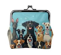 Porte-monnaie en cuir pour femme avec verrou de baiser, un grand groupe de chiens, mini porte-monnaie
