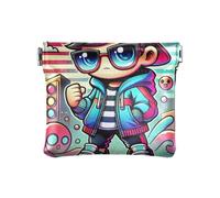 Porte-monnaie en cuir pour femme Bleu, Cool Skater Blue, 4.33x3.74In, Cool Skater Blue