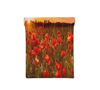 Porte-monnaie en cuir pour femme, champ de fleurs au coucher du soleil, portefeuille fin avec blocage RFID pour homme, mini pochette à fermeture éclair, organiseur de petits articles pour espèces