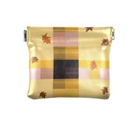 Porte-monnaie en cuir pour femme - Motif à carreaux - Jaune et or rose, Buffalo Plaid Carreaux Jaune Feuilles Or Rose, 1 size, Impression artistique