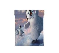 Porte-monnaie en cuir pour femme, motif pingouin heureux, portefeuille fin avec blocage RFID pour homme, mini pochette à fermeture éclair, organiseur de petits articles pour espèces, pièces de monnaie