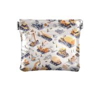 Porte-monnaie en cuir pour femme Motif véhicules de construction, Scène de construction Camion mélangeur béton grue barrage, 1 size, Moderne