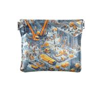 Porte-monnaie en cuir pour femme Motif véhicules de construction, Scène de construction Dam Tower Crane Dump Truck, 1 size, Moderne