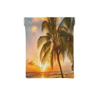 Porte-monnaie en cuir pour femme, palmier hawaïen coucher de soleil, portefeuille fin avec blocage RFID pour homme, mini pochette zippée, organiseur de petits articles pour espèces, pièces de monnaie