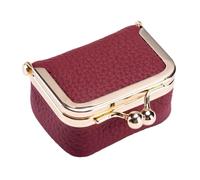 Porte-monnaie en cuir pour femme - Petit porte-monnaie | Porte-monnaie, étui pour clé de voiture, organisateur de portefeuille avec fermeture en forme de baiser pour femme, Lie de vin, Consulte la