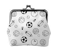 Porte-Monnaie en Cuir pour Femmes Ball Hand Drawn Doodle, Petite Pochette à Monnaie avec Fermoir à Fermeture à glissière Kiss-Lock Fermoir Boucle Portefeuille pour Cadeau Fille