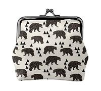 Porte-Monnaie en Cuir pour Femmes en Tissu Geo Bear, Petite Pochette à Langer avec Fermoir à Fermeture à glissière Portefeuille à Boucle pour Cadeau de Fille