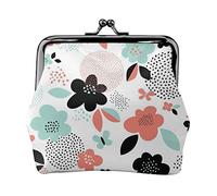 Porte-Monnaie en Cuir pour Femmes, Fleurs éparses, Petite Pochette à Monnaie avec Fermoir à Fermeture à glissière, Portefeuille à Boucle pour Cadeau de Fille