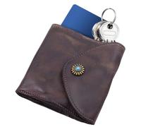Porte-monnaie en cuir pour homme - Porte-monnaie en cuir PU avec fentes pour cartes | Porte-monnaie triple portable multifonctionnel, support de change compact, Café foncé, Consulte la descripción