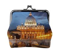Porte-monnaie en cuir PU avec fermeture à glissière pour femme et enfant Motif Cité du Vatican, Noir , Taille unique, Pochette à monnaie