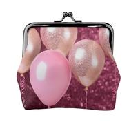 Porte-monnaie en cuir PU avec imprimé ballons à paillettes roses pour femmes, filles et enfants, Noir , Taille unique, Pochette à monnaie