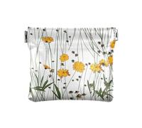 Porte-monnaie en cuir PU pour femme avec fermoir étanche et porte-cartes Motif fleurs de prairie Blanc, Motif fleurs de prairie Blanc, 1 Size, Accessoire de voyage