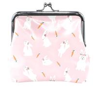 Porte-monnaie en cuir rose adorable lapin personnalisé pour femmes filles boucle baiser serrure change porte-monnaie pour pièces de monnaie, Adorable lapins rose, Classique