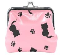 Porte-monnaie en cuir rose avec boucle et fermoir en forme de chat mignon pour femme, Chat mignon rose, Classique