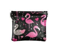 Porte-monnaie en cuir rose avec motif flamant rose Happy Valentine's pour femme, Happy Valentine's Cartoon Flamingo Rose, 1 size, Impression artistique
