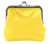 Porte-monnaie en cuir simple avec texture en béton jaune vif pour femmes mignon baiser serrure monnaie pochette filles, Texture de béton jaune vif simple, Classique