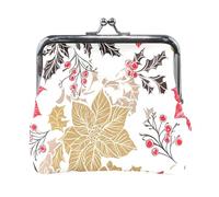 Porte-monnaie en cuir synthétique avec fermeture à glissière et feuilles de palmier vertes, 11,4 x 10,4 cm (L x H), Fleurs de poinsettia, one size, Fleurs de poinsettia