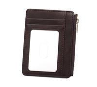 Porte-monnaie en cuir synthétique avec fermeture éclair et fenêtre transparente pour une protection sécurisée des informations et un accès facile, Couleur café., Beauté de masse