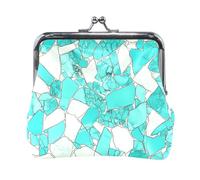 Porte-monnaie en cuir synthétique avec fermoir fantaisie en éclats de verre blanc verdâtre pour homme et femme