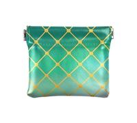Porte-monnaie en cuir synthétique avec fermoir pour femme Motif cube vert dégradé doré