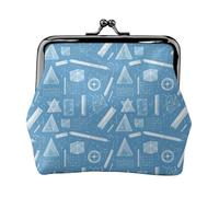 Porte-monnaie en cuir synthétique avec illustration mathématique bleue pour femme, porte-monnaie avec serrure à baiser, petit porte-monnaie en cuir synthétique