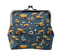 Porte-monnaie en cuir synthétique avec imprimé excavatrice de dessin animé pour femme, porte-monnaie avec serrure à baiser, petit porte-monnaie en cuir synthétique