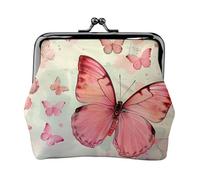 Porte-monnaie en cuir synthétique avec imprimé papillon pour femme avec verrou à baiser, Noir , Taille unique, Moderne