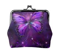 Porte-monnaie en cuir synthétique avec imprimé papillon pour femme avec verrou à baiser, Noir , Taille unique, Pochette à monnaie