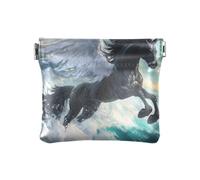 Porte-monnaie en cuir synthétique avec motif cheval ailé pour femmes, filles et hommes