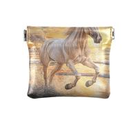 Porte-monnaie en cuir synthétique avec motif cheval de course pour femmes, filles et hommes