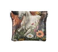 Porte-monnaie en cuir synthétique avec motif cheval, fleur, plante - Pour femmes, filles et hommes