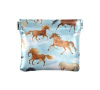 Porte-monnaie en cuir synthétique avec motif cheval pour femmes, filles et hommes