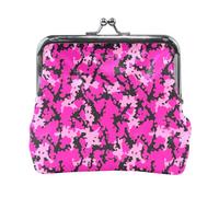 Porte-monnaie en cuir synthétique avec motif libellules aquarelle, pochette décontractée pour un usage quotidien, Camouflage chauve-souris rose vif, one size, Camouflage chauve-souris rose vif