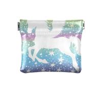 Porte-monnaie en cuir synthétique avec motif licorne ailée et étoiles arc-en-ciel pour femmes, filles et hommes