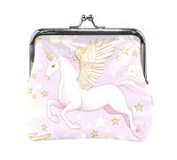 Porte-monnaie en cuir synthétique avec motif licornes romantiques violettes de dessin animé pour femme