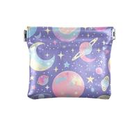 Porte-monnaie en cuir synthétique avec motif lunes et constellations violettes pour femmes, filles et hommes