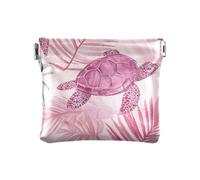 Porte-monnaie en cuir synthétique avec motif tortue et feuilles Rose