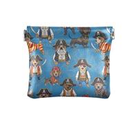 Porte-monnaie en cuir synthétique imperméable pour voyage Motif renards et fleurs Vert 10,9 x 9,4 cm, Chiens pirates mignons bleus, one size, Chiens pirates mignons bleus
