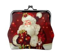 Porte-monnaie en cuir synthétique imprimé aigle patriotique pour femme avec verrou à baiser, Merry Christmas Santa Claus, One Size, Pochette à monnaie
