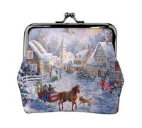 Porte-monnaie en cuir synthétique imprimé aigle patriotique pour femme avec verrou à baiser, Merry Christmas 4, One Size, Pochette à monnaie