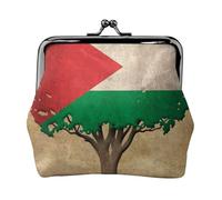 Porte-monnaie en cuir synthétique imprimé ours polaire pour femme avec verrou à baiser, Drapeau Palestinien Arbre de Vie, One Size, Pochette à monnaie